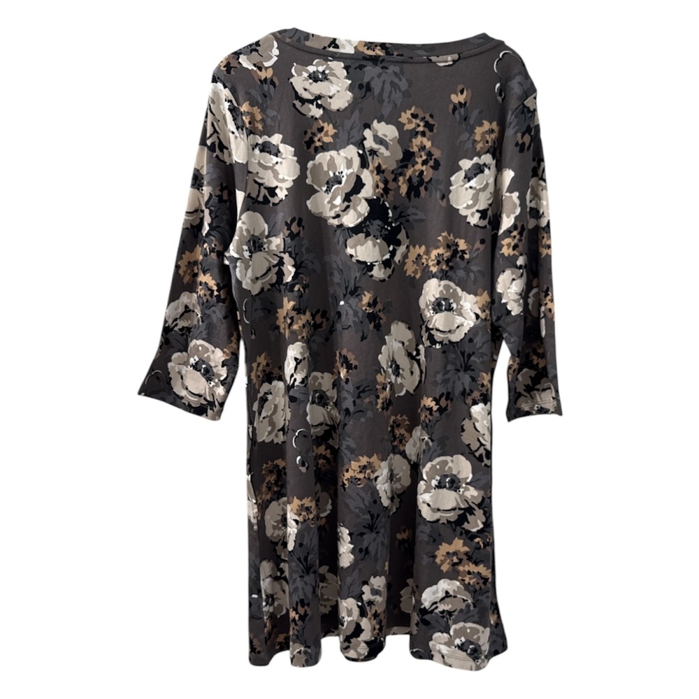 Isaac Mizrahi Live Womens 1XP Pima Cotton Floral V-Neck 3/4 Sleeve Tunic - Picture 3 of 5